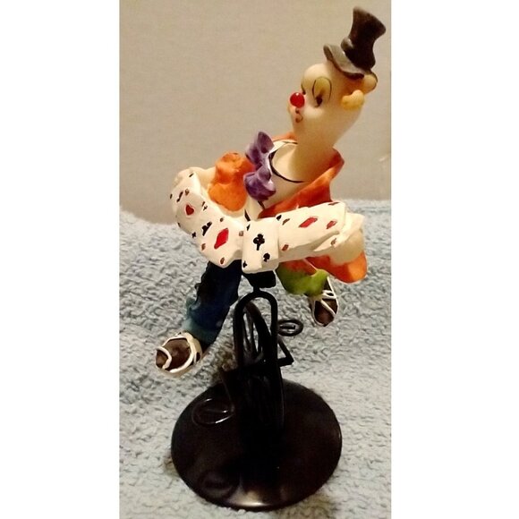Colorful Circus Clown On Unicycle Figurine With Playing Cards - K's Collection - Picture 10 of 15